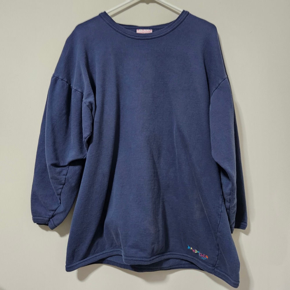Vintage Krackeroos Navy Blue Oversized Sweatshirt Cotton Made in USA Women Large